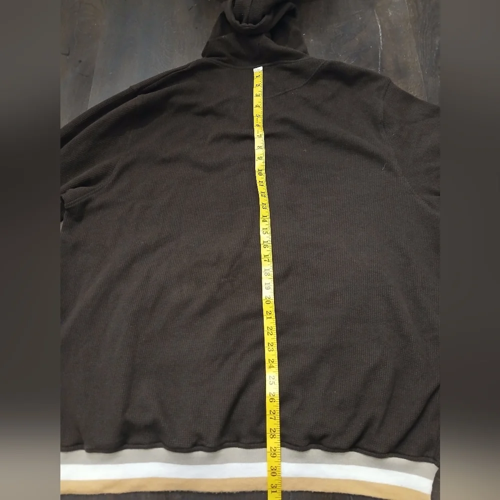 Brown Heavy Duty Waffle Hoodie Size:2XL Y2K VINTAGE MENS
